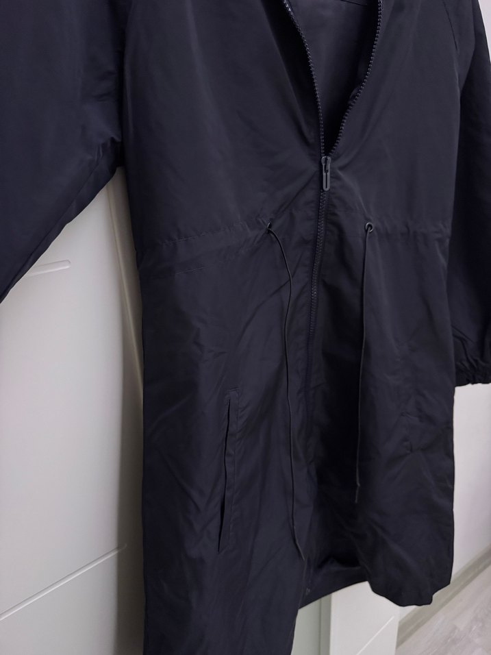 Kadın Lacivert Midi Yağmurluk Fermuarlı - Görsel 3