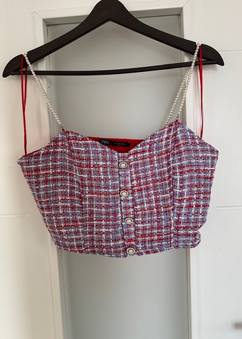 Düğmeli Mini Kırmızı Gri etek bluz takımı - Görsel 4