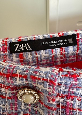 Düğmeli Mini Kırmızı Gri etek bluz takımı - Görsel 10