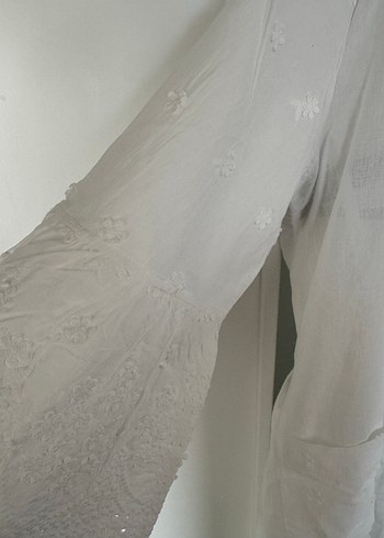 Beyaz Bohem Midi Kadın Sabahlık - Görsel 6