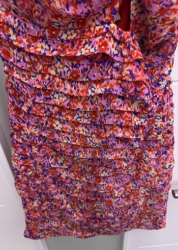 Renkli Drapeli Mini Bohem Elbise - Görsel 2