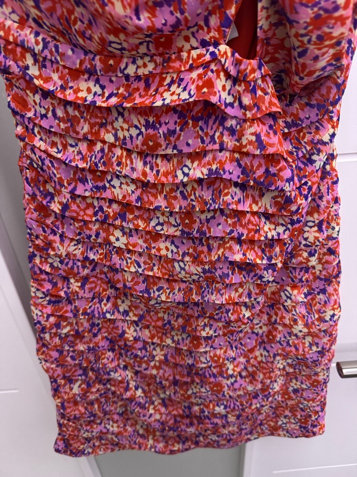 Renkli Drapeli Mini Bohem Elbise - Görsel 2