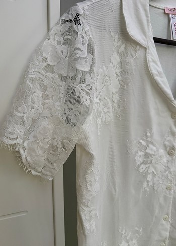 Nakışlı Beyaz Midi Kadın Elbise - Görsel 3