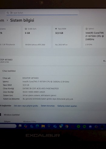 EXCALİBUR G780 RTX2060 İ7 10. NESİL LAPTOP - Görsel 2