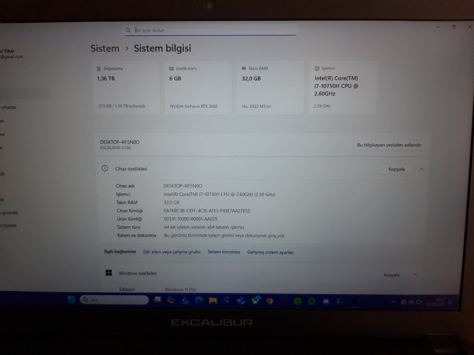 EXCALİBUR G780 RTX2060 İ7 10. NESİL LAPTOP - Görsel 2