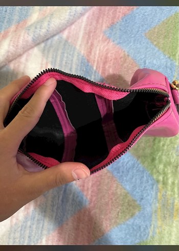 Beden pembe Renk Pembe Deri Zincirli Kadın Çantası