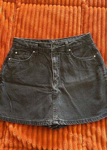 Gri Denim Cepli Mini Etek - Görsel 2