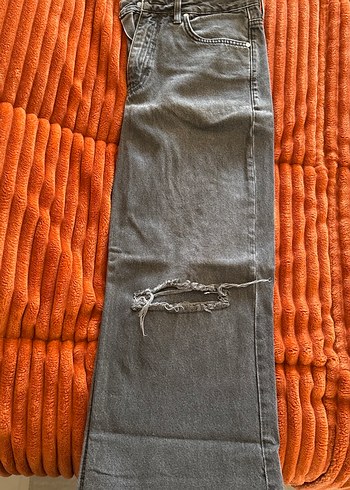 Kadın Gri Kemerli Denim Pantolon - Görsel 2