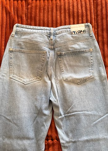 Kadın mavi Bol Kesim Midi Denim Pantolon - Görsel 5