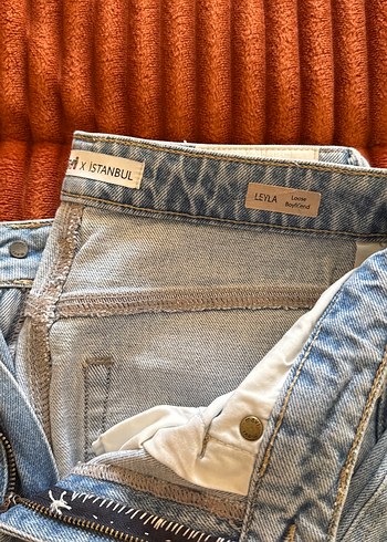 Kadın mavi Bol Kesim Midi Denim Pantolon - Görsel 3