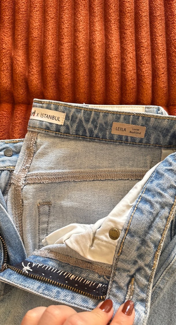 Kadın mavi Bol Kesim Midi Denim Pantolon - Görsel 3