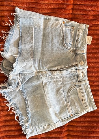 Buz mavi Renkli Salaş Mini Denim Şort - Görsel 3