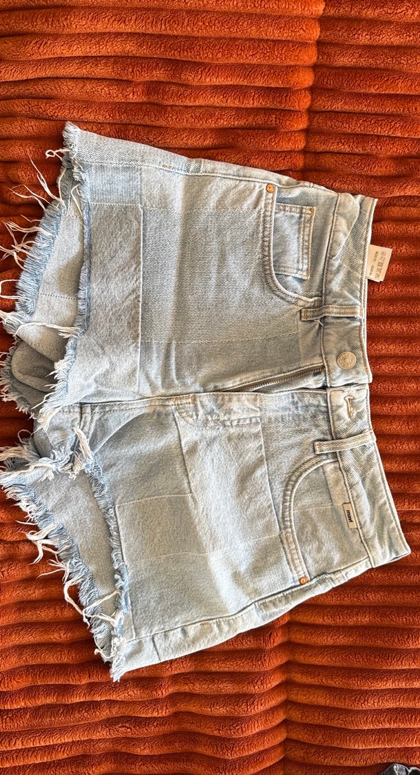 Buz mavi Renkli Salaş Mini Denim Şort - Görsel 3