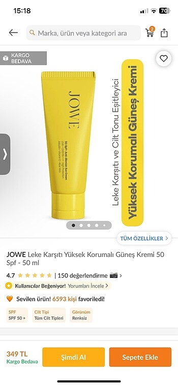Jowe güneş kremi