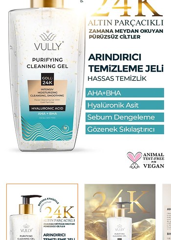 Vully 24K Altın Parçacıklı Arındırıcı Temizleme Jeli