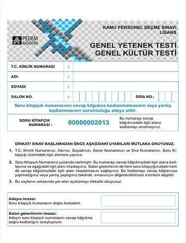 GENEL KÜLTÜR GENEL YETENEK TÜRKİYE GENELİ DENEME