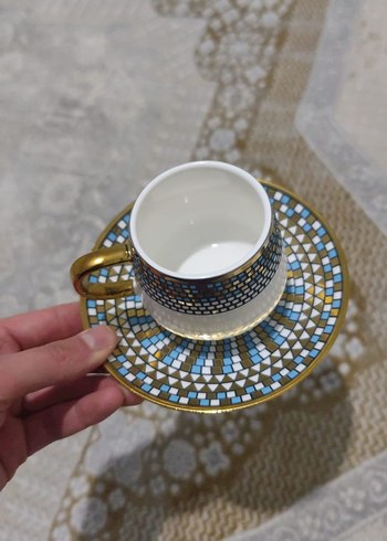 Altılı Beyaz Mozaik Desenli Fincan Takımı - Görsel 2