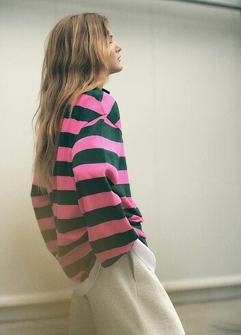 ZARA PEMBE HAKİ SWEATSHİRT