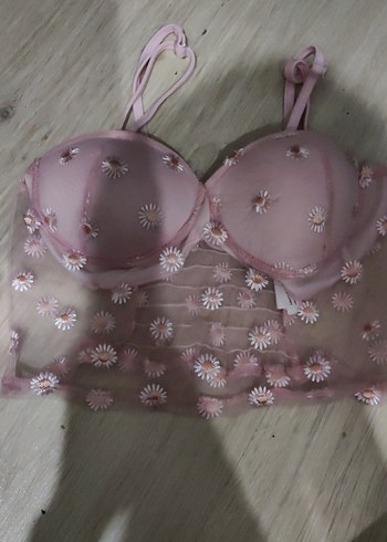 Topshop Nakışlı Pembe Bohem Bralet Mini Boy