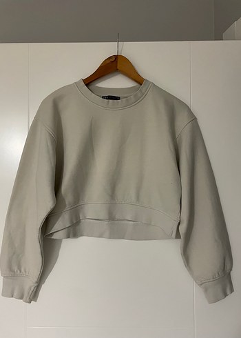 Zara İkisi 550 Zara Krem Ve Yesil Sweatshirt Rahat Ve Sik