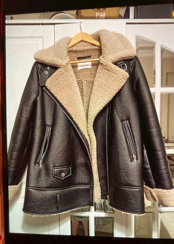 Stradivarius Kahverengi Kürklü Deri Kadın Ceket