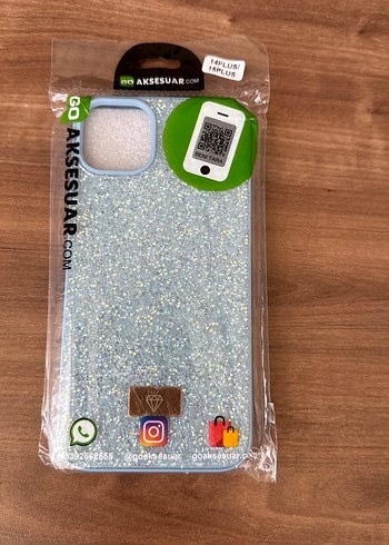 Simli Turkuaz iPhone Kılıfı 14 Plus/15 Plus
