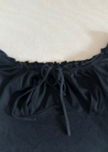 Sheinside Siyah Fırfırlı Mini Goth Y2k Coquette Crop Bluz