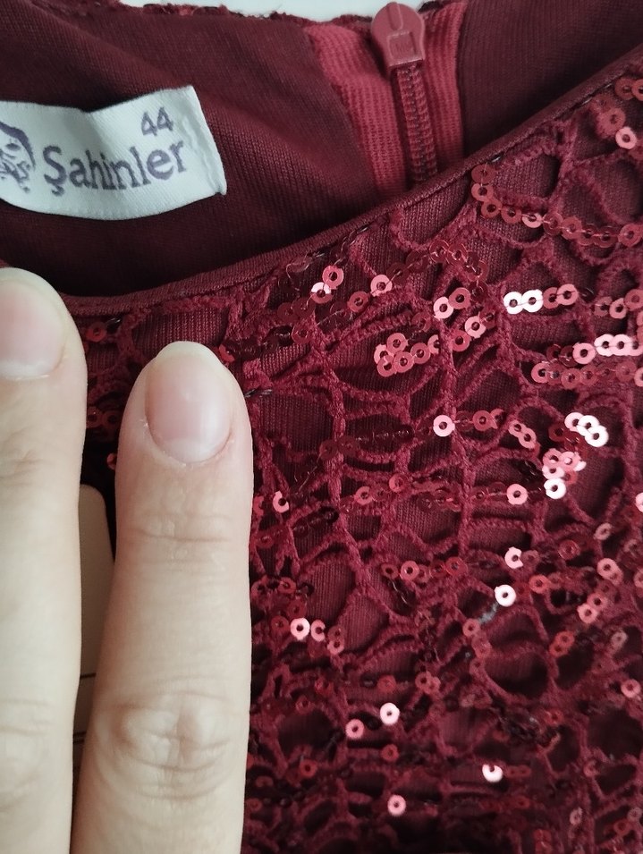 Bordo Uzun Kollu Drapeli Kadın Abiye Elbise - Görsel 4