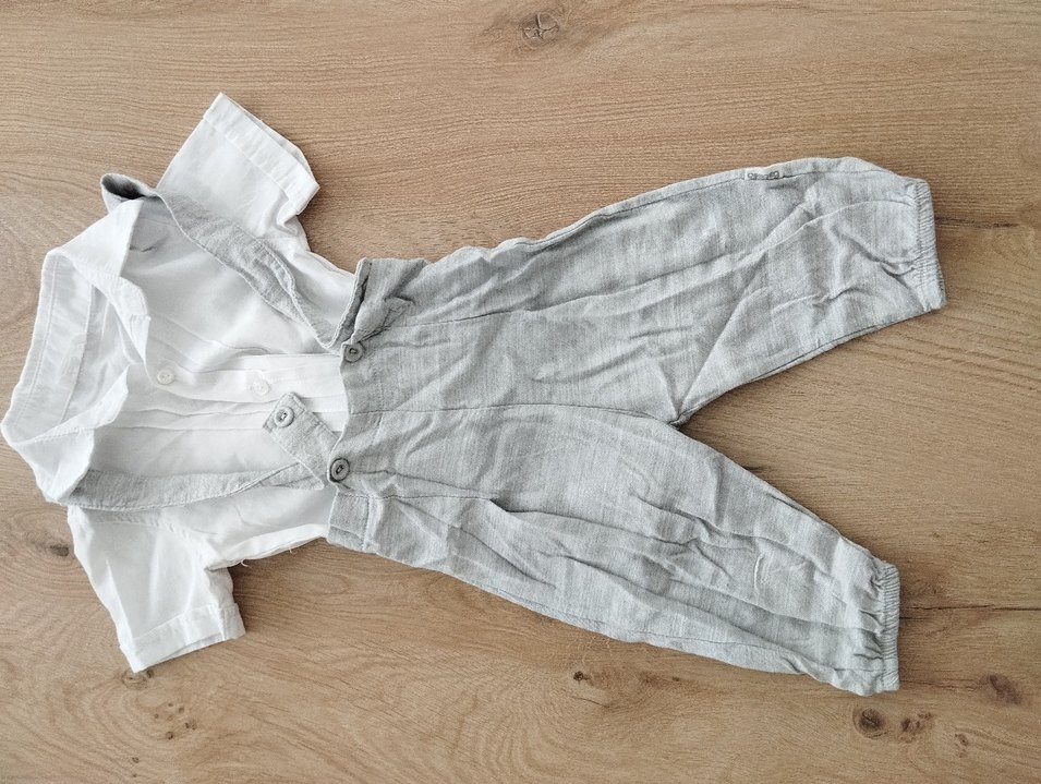 Gri Keten Bebek Erkek Takım - Görsel 2