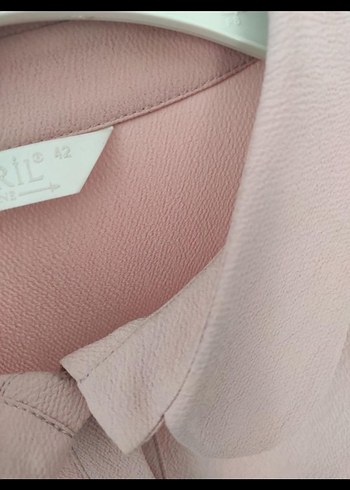 Düğmeli pudra Kadın Gömlek - Görsel 3