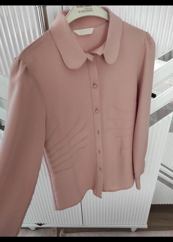 Düğmeli pudra Kadın Gömlek - Görsel 2