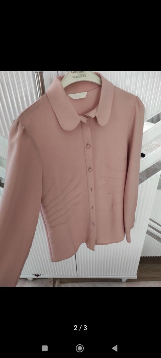 Düğmeli pudra Kadın Gömlek - Görsel 2