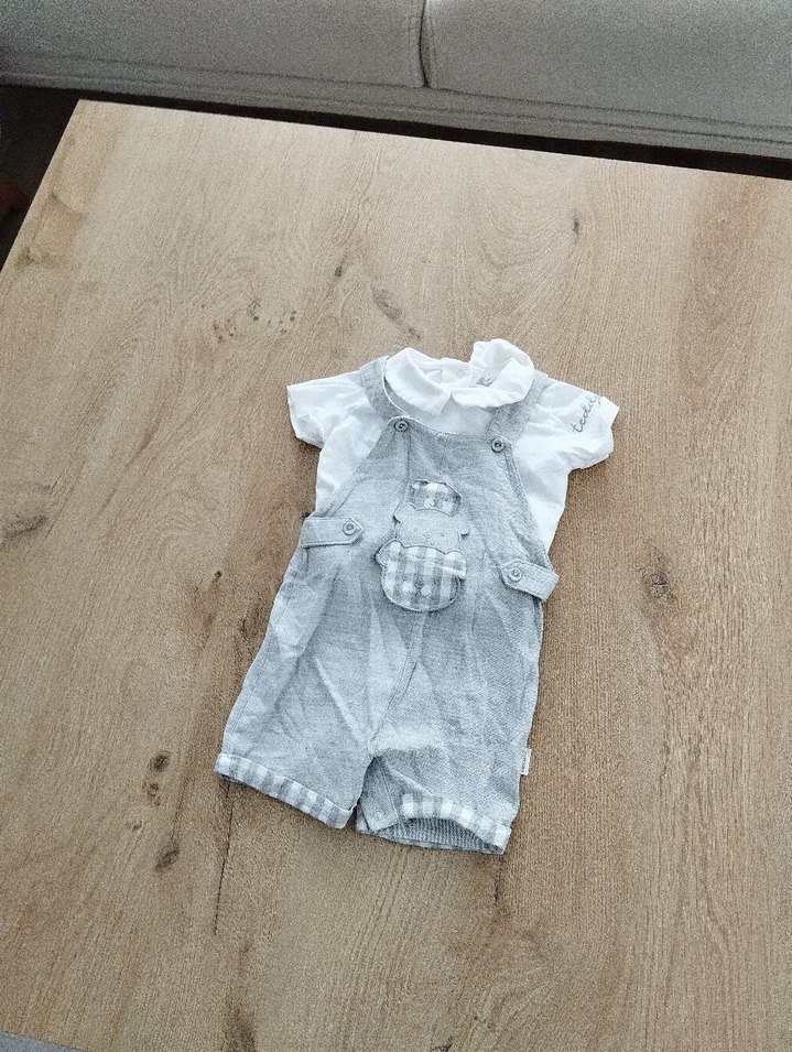 Gri Kısa Kollu Bebek Tulum - Görsel 2