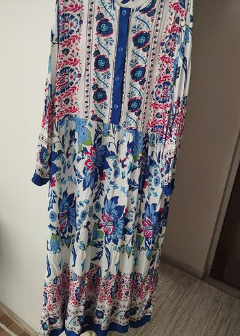 Çiçek Desenli Uzun Bohem Elbise - Görsel 2