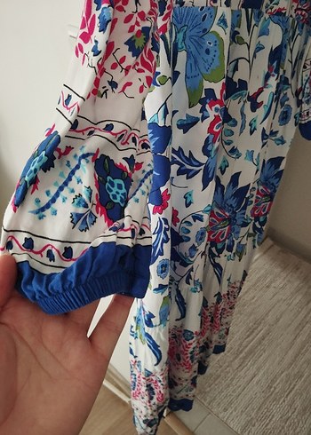 Çiçek Desenli Uzun Bohem Elbise - Görsel 4