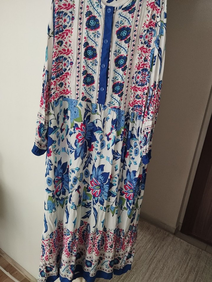 Çiçek Desenli Uzun Bohem Elbise - Görsel 2