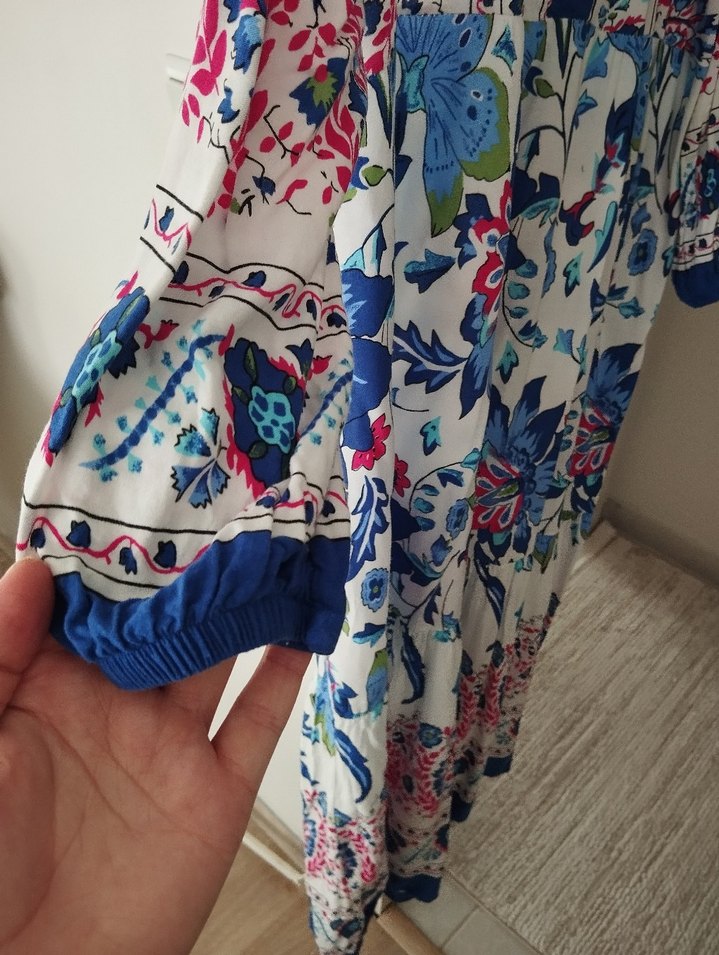 Çiçek Desenli Uzun Bohem Elbise - Görsel 4