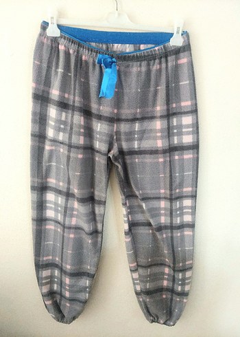 Bayan ekoseli beli lastikli peluş pijama