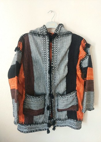 El dokuması yün otantik unisex oversize hırka - Görsel 6