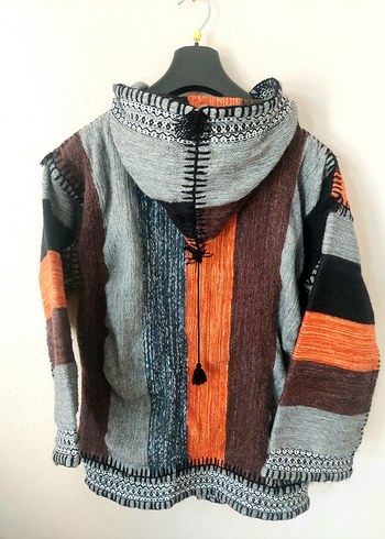 El dokuması yün otantik unisex oversize hırka - Görsel 4