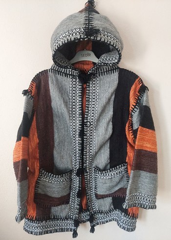 El dokuması yün otantik unisex oversize hırka - Görsel 9