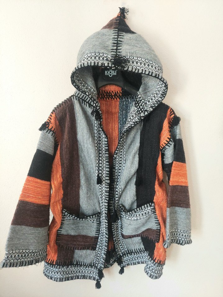 El dokuması yün otantik unisex oversize hırka - Görsel 5