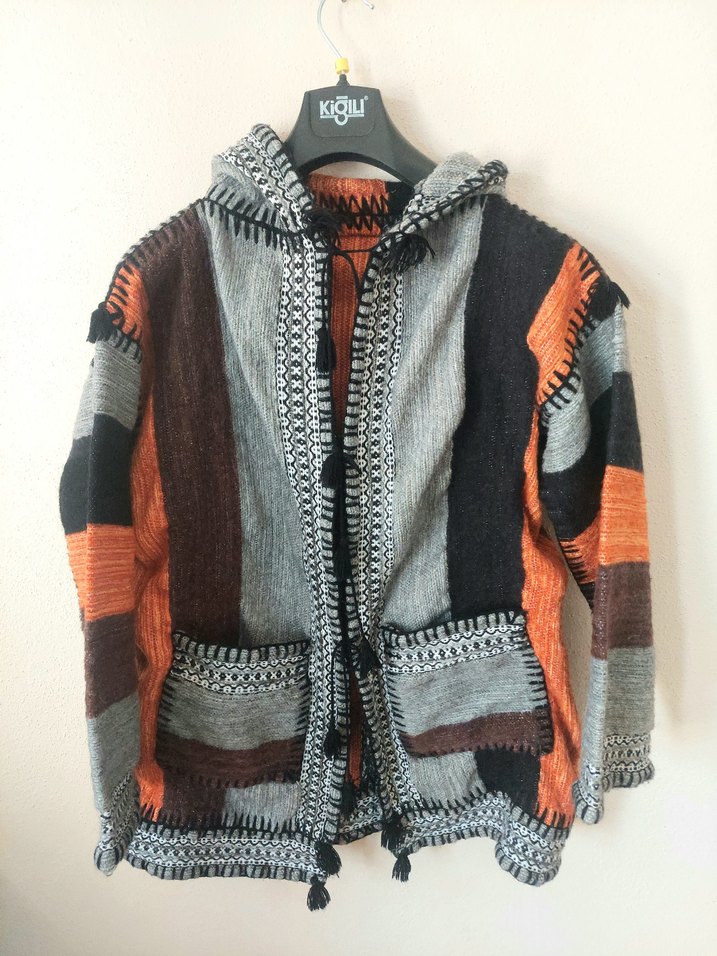 El dokuması yün otantik unisex oversize hırka - Görsel 3