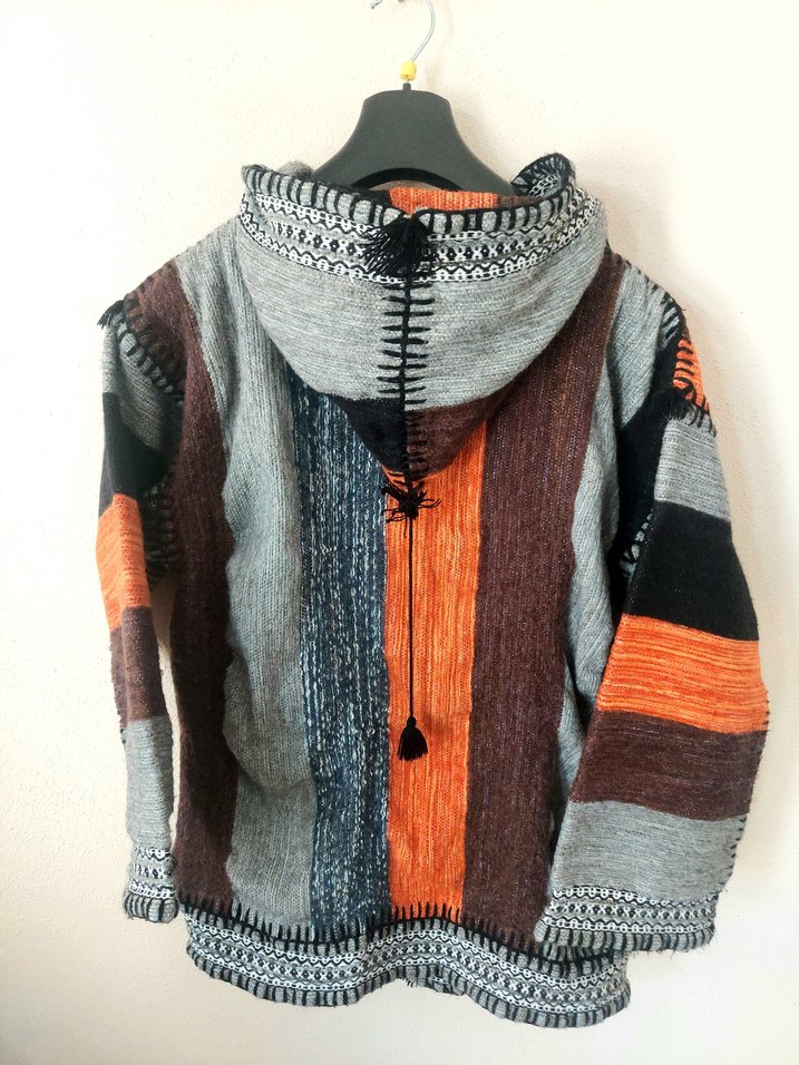 El dokuması yün otantik unisex oversize hırka - Görsel 4