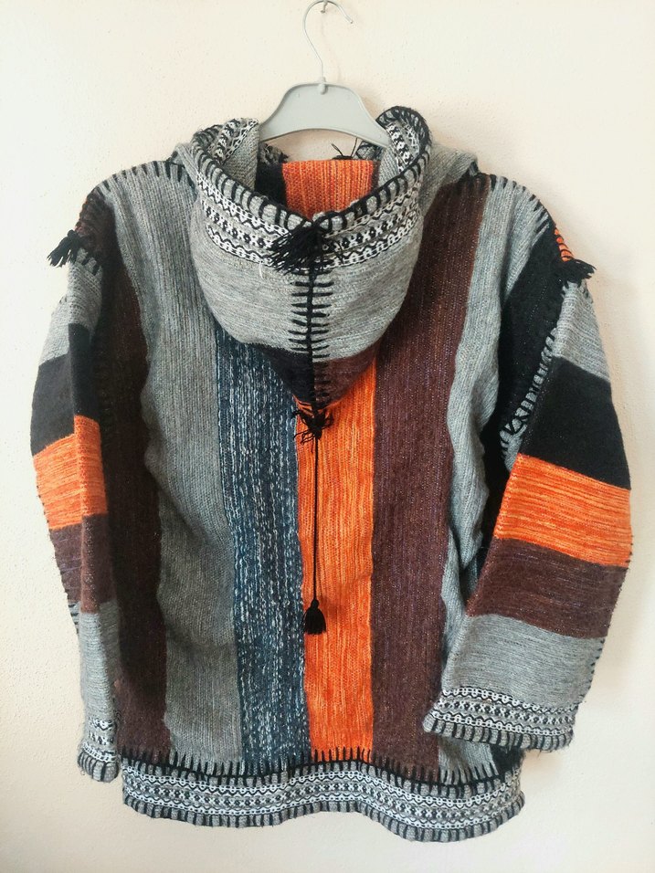 El dokuması yün otantik unisex oversize hırka - Görsel 2