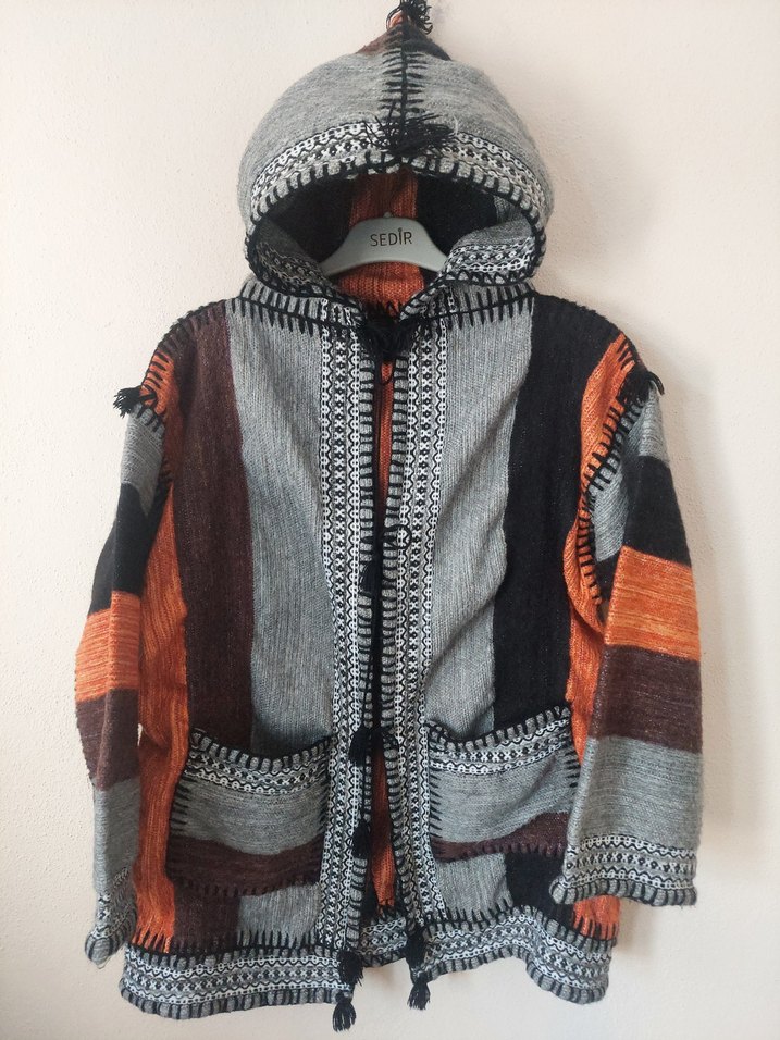 El dokuması yün otantik unisex oversize hırka — görsel 9/17