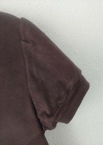 PUANE Şal yaka Süet görünümlü elbise - Görsel 3