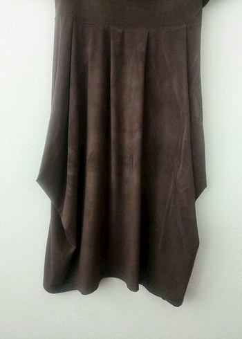 PUANE Şal yaka Süet görünümlü elbise - Görsel 5