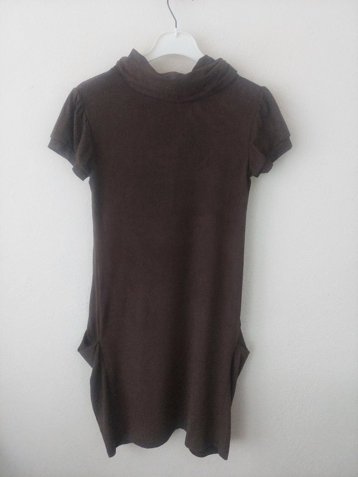 PUANE Şal yaka Süet görünümlü elbise - Görsel 2