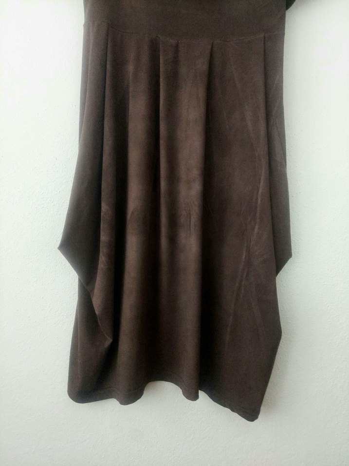 PUANE Şal yaka Süet görünümlü elbise - Görsel 5